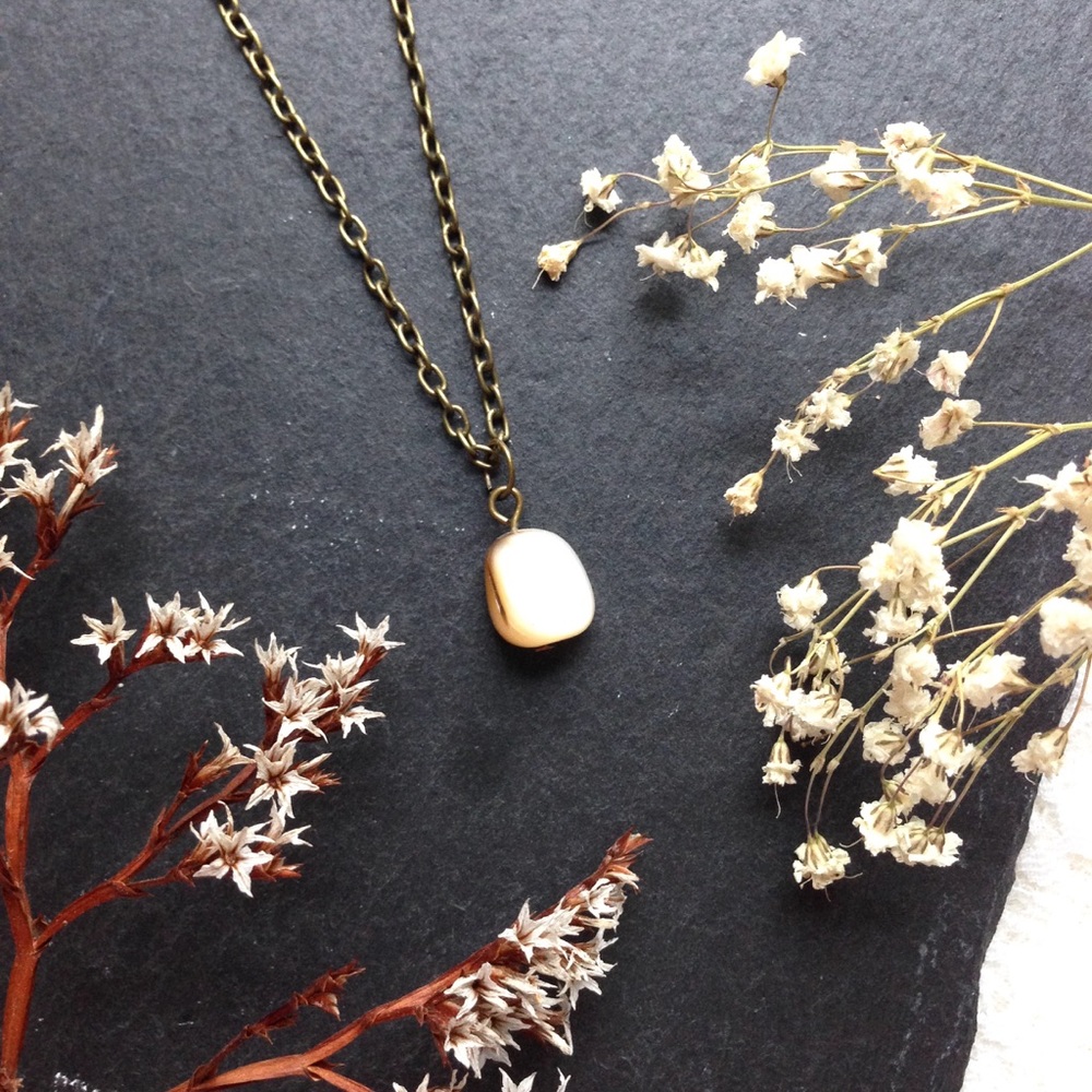 Tumbled Stone/Shell Pendant Necklace